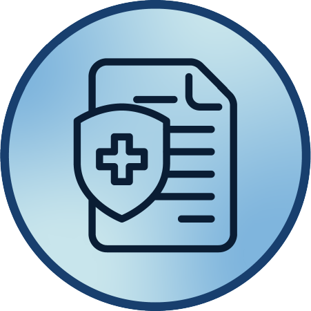 icon of contract with cross/shield badge